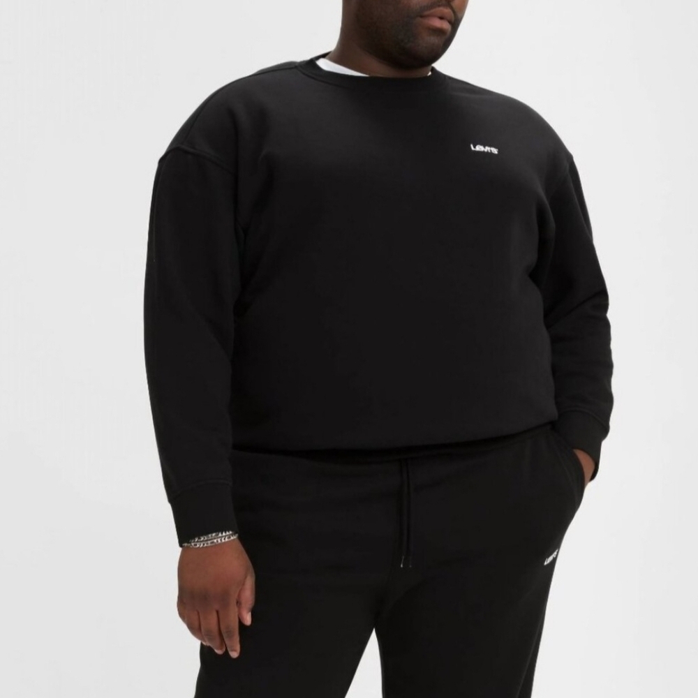 NWT Levi's Relaxed Fit Logo Embroidered Black Crewneck Sweatshirt Size 4XL Tall